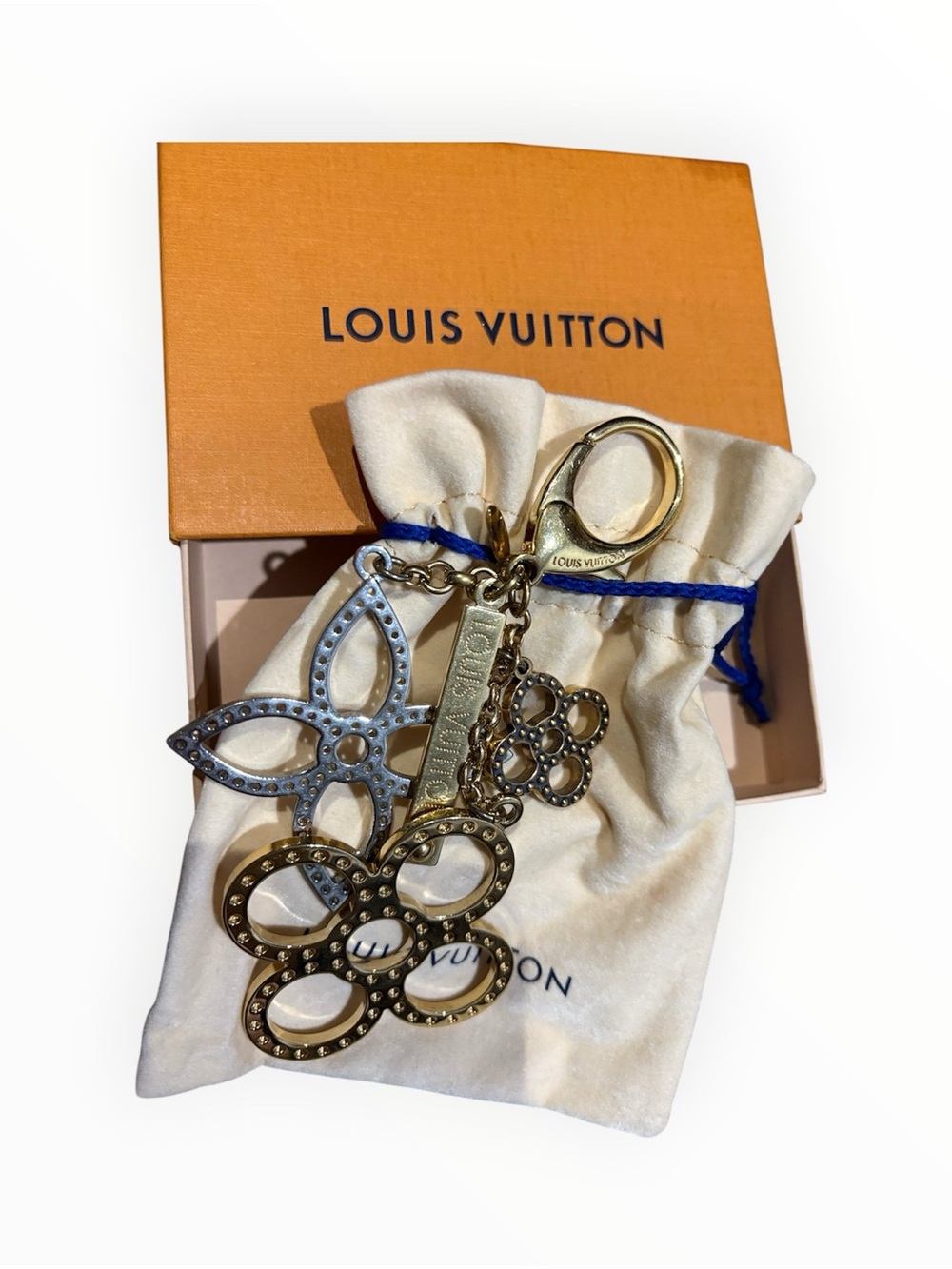 Louis Vuitton Mixed Gold and Silver Flower Key Charm